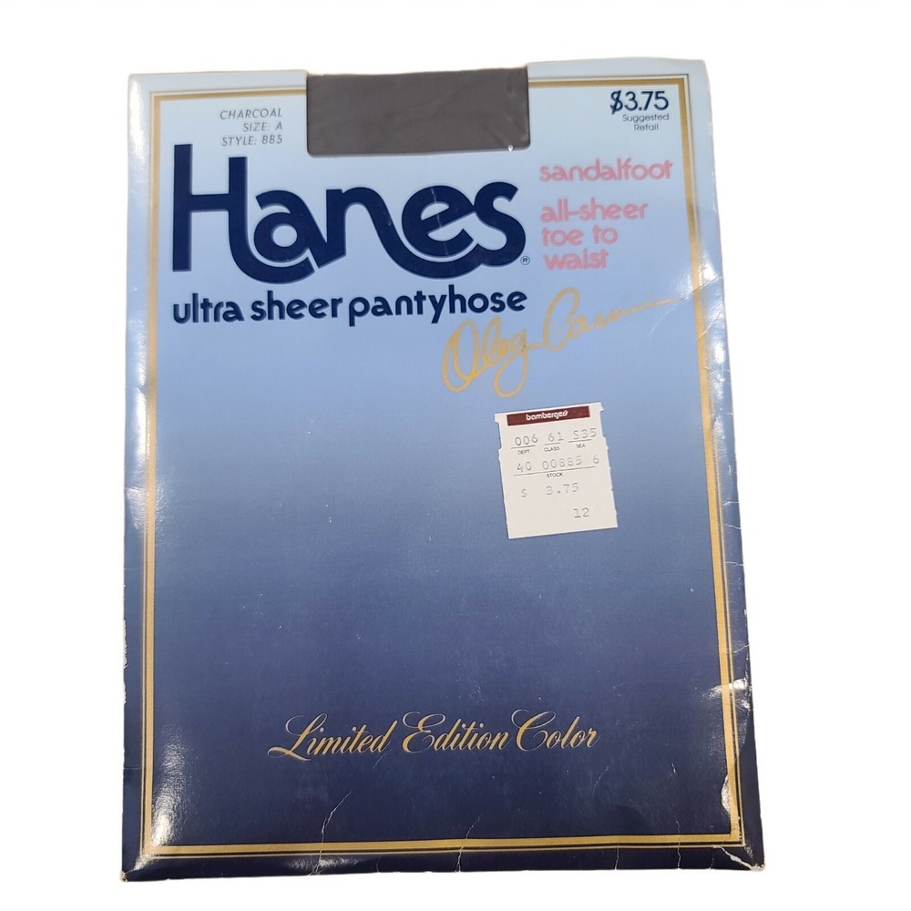 Hanes Oleg‎ Cassini Vtg Ultra Sheer Pantyhose style 885 Size A  CHARCOAL